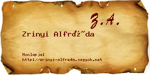 Zrinyi Alfréda névjegykártya